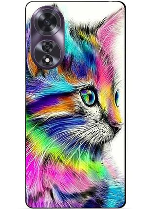 Силіконовий чохол бампер для oppo a60 з малюнком акварельний кіт