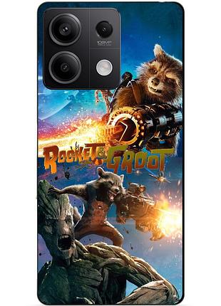 Силіконовий чохол бампер для xiaomi redmi note 14s rocket groot ракета грут стражі галактики