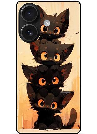 Чехол силиконовый бампер для iphone 16 с рисунком котики