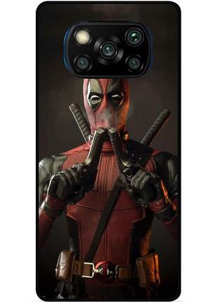 Силиконовый бампер чехол для xiaomi poco x3 с рисунком дэдпул deadpool