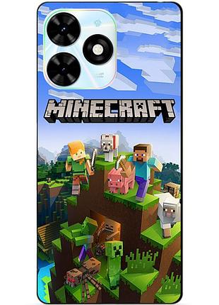 Чехол силиконовый бампер для tecno spark 20 pro с рисунком minecraft майнкрафт