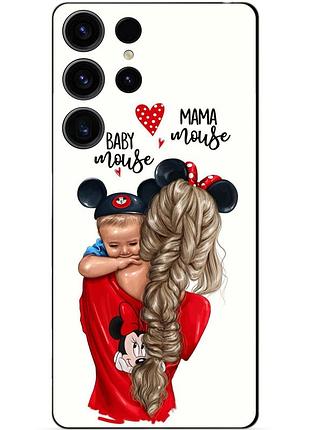 Чехол силиконовый бампер для samsung s23 ultra с рисунком мама и малыш