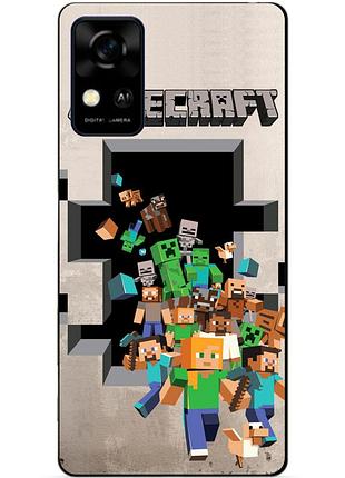 Чехол силиконовый бампер для zte blade a31 с картинкой minecraft майнкрафт