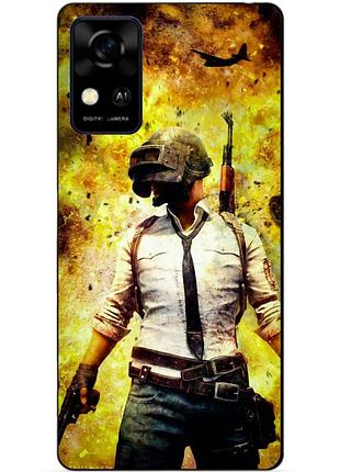 Чехол силиконовый бампер для zte blade a31 с рисунком пабг puвg