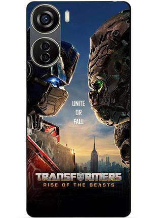 Чехол силиконовый бампер для zte blade v40 design с рисунком звероботы трансформеры transformers