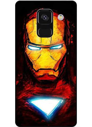 Чехол силиконовый бампер для samsung a8 plus с рисунком marvel марвел железный человек iron man