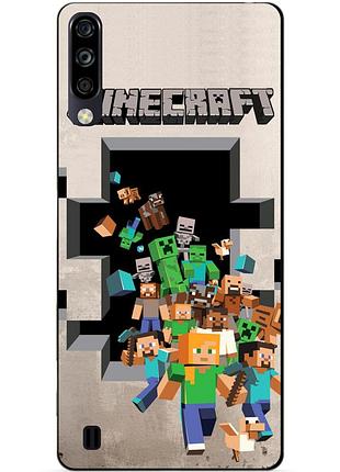 Чехол силиконовый бампер для zte blade a7 2020 с картинкой minecraft майнкрафт