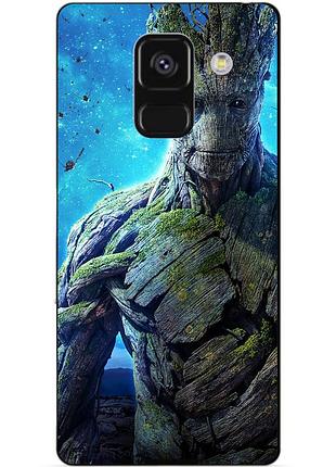 Чехол силиконовый бампер для samsung a8 plus с рисунком грут groot стражи галактики