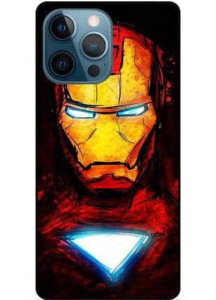Чехол силиконовый бампер для iphone 15 pro с рисунком marvel марвел железный человек iron man