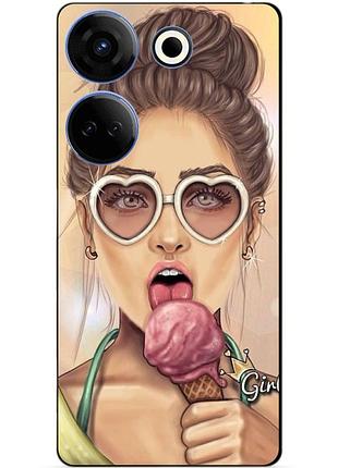 Силіконовий чохол бампер для tecno camon 20 pro з малюнком морозиво