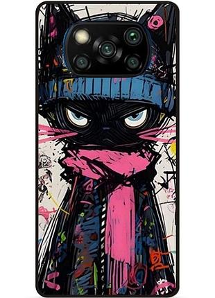 Чехол силиконовый бампер для xiaomi poco x3 с рисунком кот аниме marvel