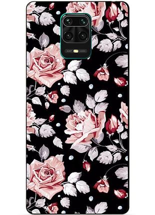 Силіконовий чохол бампер для xiaomi redmi note 9s з малюнком троянди квіти