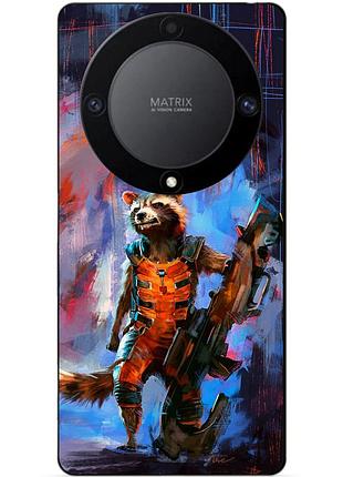 Чехол силиконовый бампер для huawei honor magic 6 lite с рисунком енот ракета стражи галактики