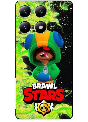 Чехол силиконовый бампер для xiaomi 14t pro с героем бравл леон brawl