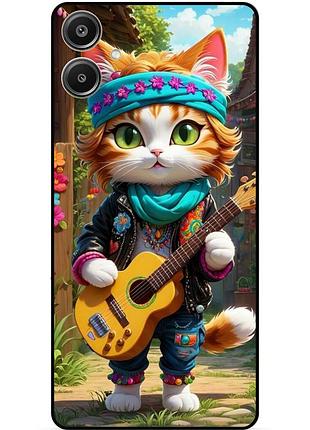 Силіконовий бампер чохол для samsung a07 з малюнком котик з гітарою