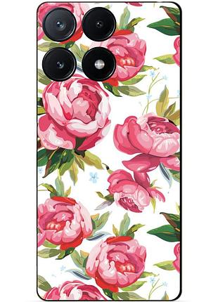 Чехол силиконовый бампер для infinix note 40 (x6853) с рисунком пионы цветы
