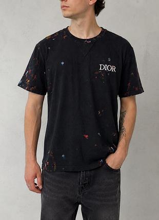 Christian dior tie-dye t-shirt black multicolor size l