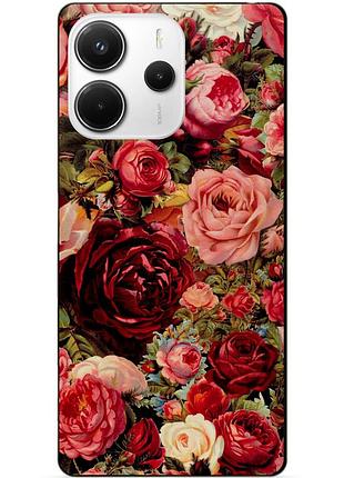 Силіконовий чохол бампер для xiaomi redmi note 14 5g з малюнком червоні троянди квіти