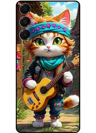 Силіконовий бампер чохол для samsung a15 з малюнком котик з гітарою