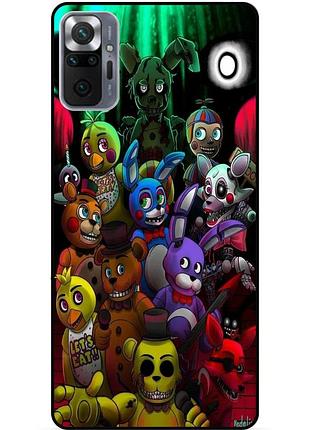 Силиконовый бампер чехол для xiaomi redmi note 10 pro с рисунком freddy фредди аниматроники
