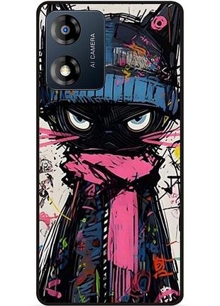 Чехол силиконовый бампер для motorola moto e14 с рисунком кот аниме marvel
