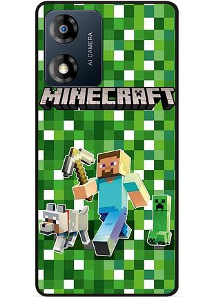 Силіконовий чохол бампер для motorola moto e14 стів minecraft кріпер майнкрафт