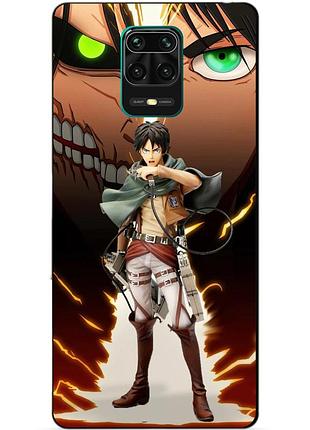 Чехол силиконовый бампер для xiaomi redmi note 9 pro с рисунком атака титанов attack on titan