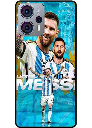 Силиконовый бампер чехол для motorola moto g23 с рисунком messi месси