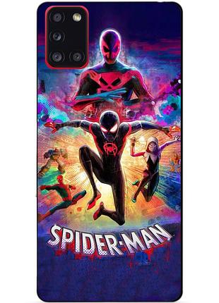 Силиконовый бампер чехол для samsung a41 spider man человек паук майлз моралес