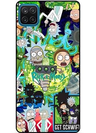 Силиконовый бампер чехол для samsung a22 с рисунком rick and morty рик и морти