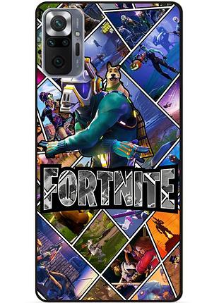 Силиконовый бампер чехол для xiaomi redmi note 10 pro с картинкой фортнайт fortnite
