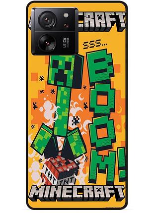 Силиконовый чехол бампер для xiaomi 13t стив minecraft крипер майнкрафт