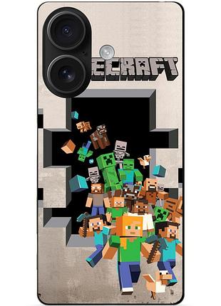 Чехол силиконовый бампер для iphone 16 с картинкой minecraft майнкрафт