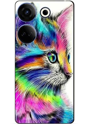 Силіконовий чохол бампер для tecno camon 20 pro з малюнком акварельний кіт