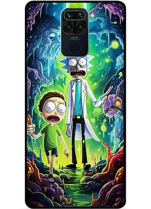 Силиконовый чехол бампер для xiaomi redmi note 9 с рисунком рик и морти rick and morty