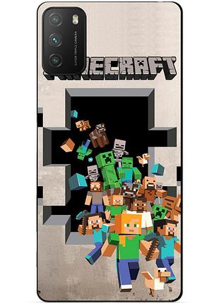 Силиконовый бампер чехол для xiaomi poco m3 с картинкой minecraft майнкрафт
