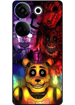 Чехол силиконовый бампер для tecno camon 20 pro с рисунком фредди freddy аниматроники