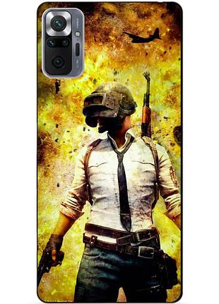 Силиконовый бампер чехол для xiaomi redmi note 10 pro с рисунком пабг puвg