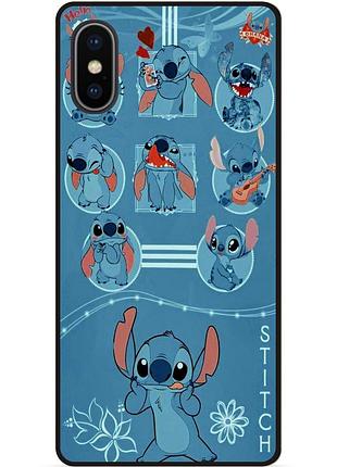 Силиконовый бампер чехол для iphone xs с картинкой stitch стич