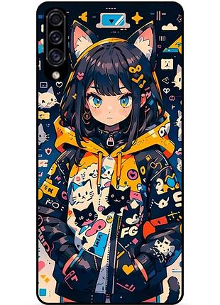 Силіконовий бампер чохол для samsung a10 з малюнком котики аніме