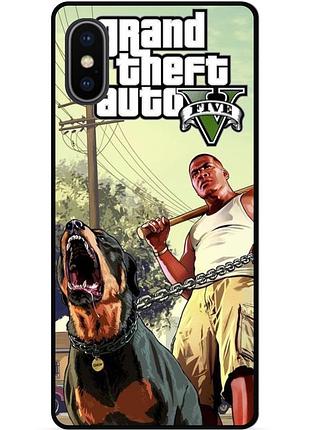 Чехол силиконовый бампер для iphone xs с картинкой гта gta