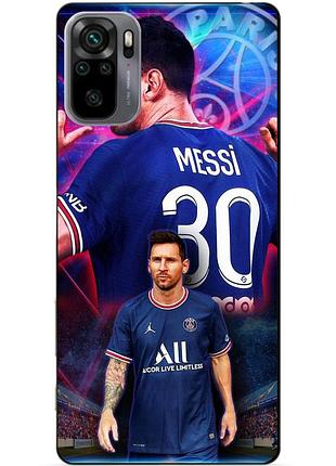Силиконовый бампер чехол для xiaomi redmi note 10s с рисунком месси псж messi