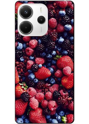 Чехол силиконовый бампер для xiaomi redmi note 14 с рисунком ягоды