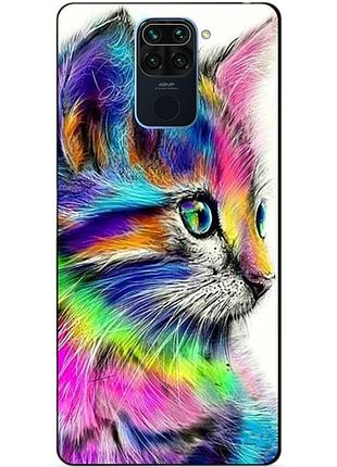 Чехол силиконовый бампер для xiaomi redmi note 9 с рисунком акварельный кот