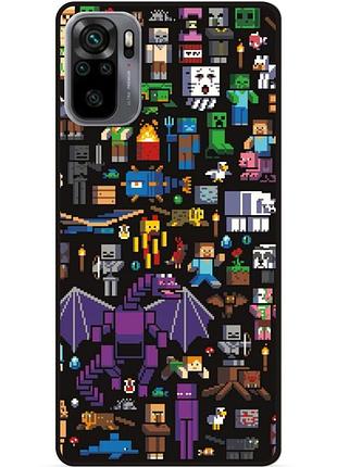Силіконовий чохол бампер для xiaomi redmi note 10s з картинкою minecraft майнкрафт