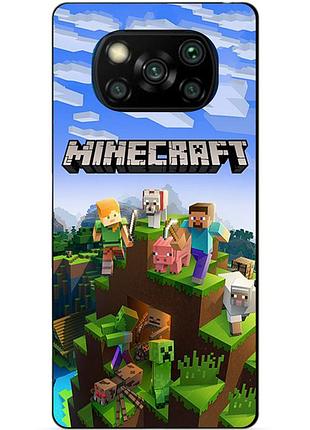 Силіконовий чохол бампер для xiaomi poco x3 з малюнком minecraft майнкрафт