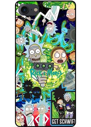Силиконовый бампер чехол для iphone 7 с рисунком rick and morty рик и морти