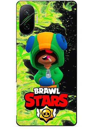 Чехол силиконовый бампер для xiaomi poco f7 с героем бравл леон brawl