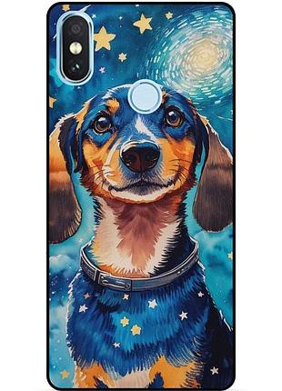 Силиконовый бампер чехол для xiaomi redmi note 5 с рисунком пес ван гог звездная ночь