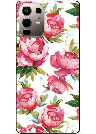 Чехол силиконовый бампер для infinix note 50 pro (x6855) с рисунком пионы цветы